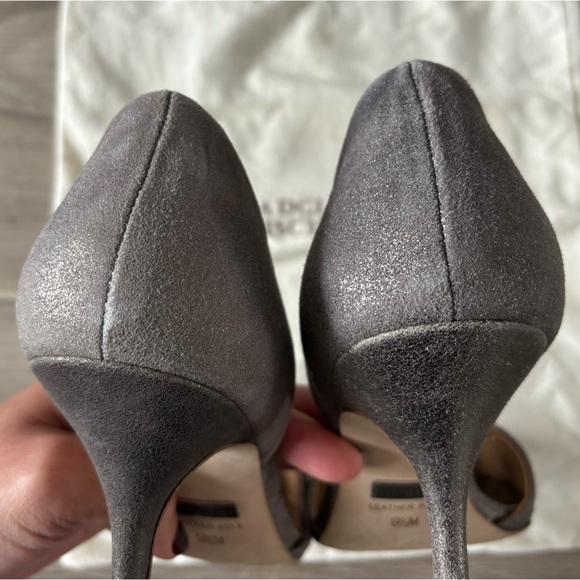 Badgley Mischka d'orsay suede pump, metallic gray, crystal embellishment, 9.5 - Picture 3 of 5